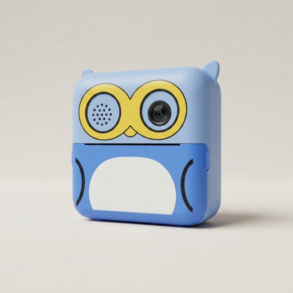 Sky blue and pink D2 instant print cameras in food-grade silicone