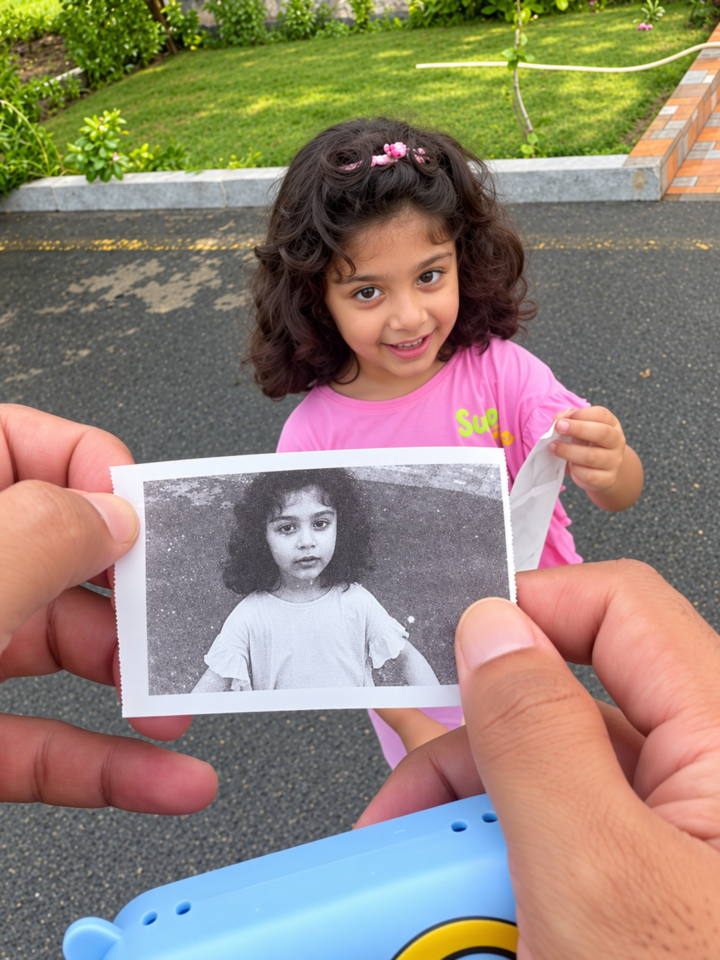Child holding a fresh print